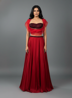 Crimson Red Lehenga with Corset Blouse & Dupatta