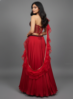 Crimson Red Lehenga with Corset Blouse & Dupatta
